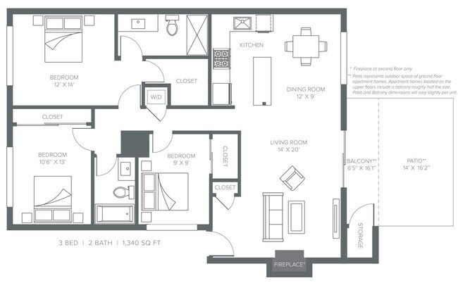 3 Beds • 2 Bath I-003 floor plan